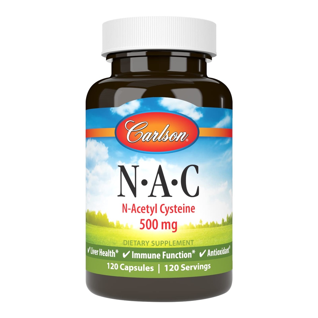 カールソン - NAC、N-アセチル Cysteine、500mg、肝臓の健康、免疫機能、抗酸化剤、120のベジタリアンカプセル