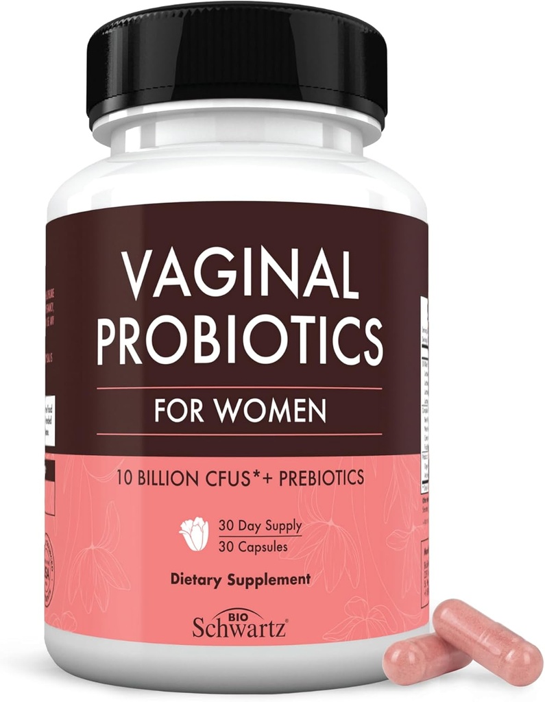 BioSchwartz Vaginal Probiotics for Women Supplement with Prebiotics Lactobacillus Crispatus - Supports Women's Health by Promoting Healthy Vaginal Odor, Flora, PH Balance - 30 Day Supply, 30 Capsules