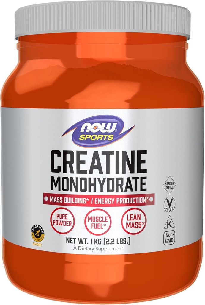 NOW Foods Sports Nutrition, Creatine Monohydrate Powder, Mass Building*/Energy Production*, 2.2-Pound