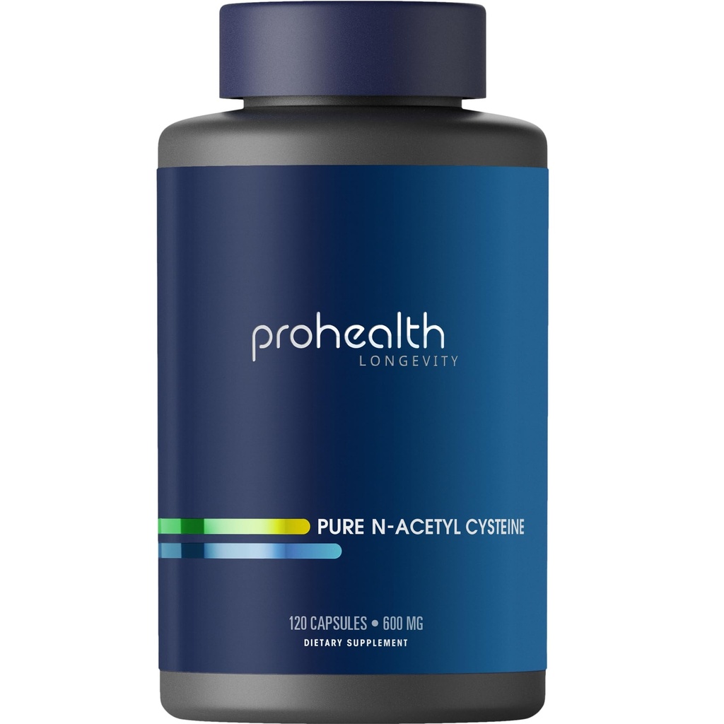ProHealth Pure NAC – N-Acetyl Cysteine – 肝臓および免疫サポート、抗酸化剤およびグルタチオンブースト、細胞の健康 | カプセルあたりの600 mg | 120 給餌 | サードパーティーテスト