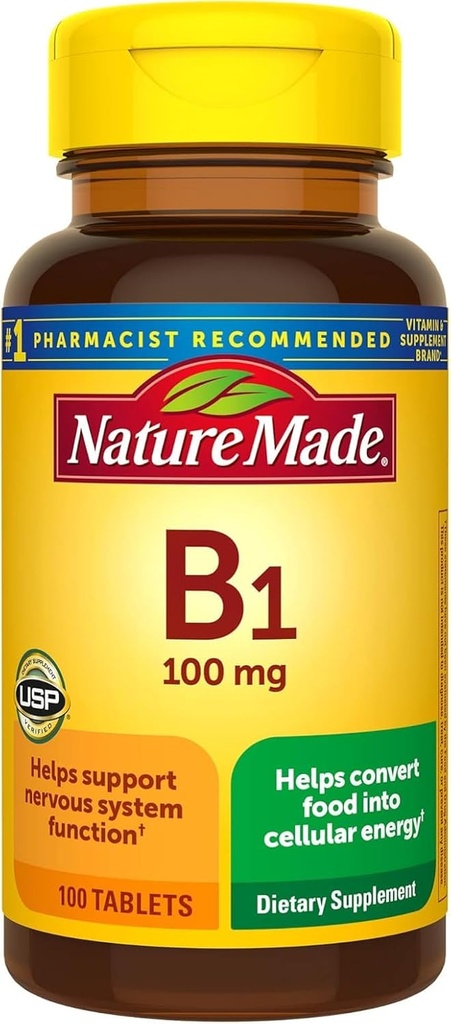 自然はビタミンB1 100mg、エネルギー代謝サポートのための食事療法の補足、100のタブレット、100日の供給をしました。