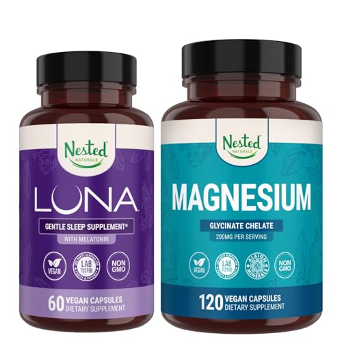 眠り、リラックス、回復のためのNested Naturals Luna Sleep Aid&Glycinateケレート(180カプセル)