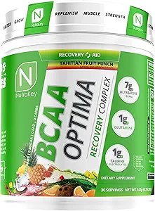 NutraKey BCAA Optima のポストのワークアウトの回復コンプレックス、砂糖無し、炭水化物、回復援助、フルーツ パンチ