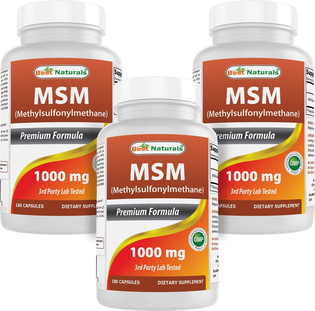 ベストナチュラルズMSM 1000mg 180カプセル(180カウント)(3パック)