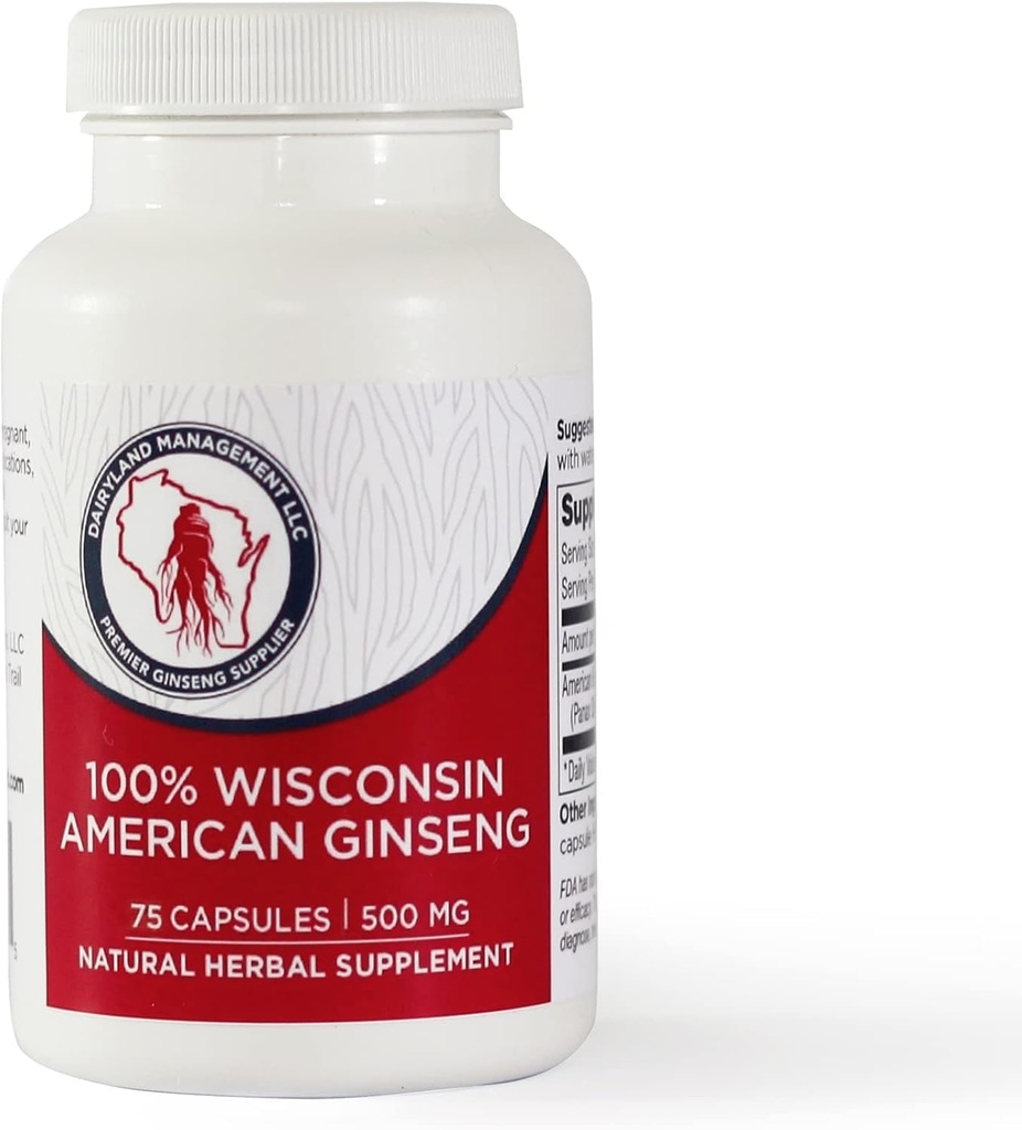 酪農場のアメリカのGinsengのカプセル、75のct (2000のmg) - 集中されたウィスコンシンのGinsengの根のエキス–免疫サポートのための毎日の草の補足