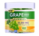 グレープシードエキスグミ | グレープシードオイル 25,000 mg 50x オリジナル | >95% ポリフェノール | #1 グレープシードグミー アメリカ | 砂糖無料ビーガン | グレープ味 60 ct