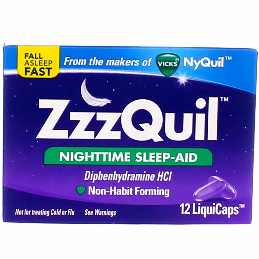 ZzzQuil Nighttime Sleep Aid - LiquiCaps - 12 Ct., Pack of 4