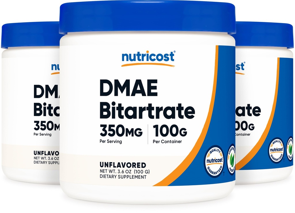 Nutricost純粋なDMAE-Bitartrateの粉100G (3本のびん)