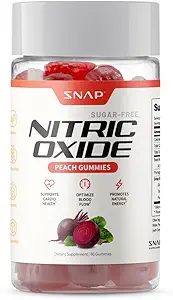Snap Supplements Beet Root Gummies, Nitric Oxide Supplement with Organic Beets, Vitamins, Pomegranate and Antioxidants for Energy, Circulation Support, 60 Sugar Free Gummies, Peach