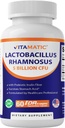 Vitamatic Lactobacillus Rhamnosus DR のカプセルごとの 5 の鋼片 (1 2 カプセルごとの 10 の鋼片) - 60 の計算 - 高度の消化器及び免疫 サポート - Prebiotic のインリン繊維となされる