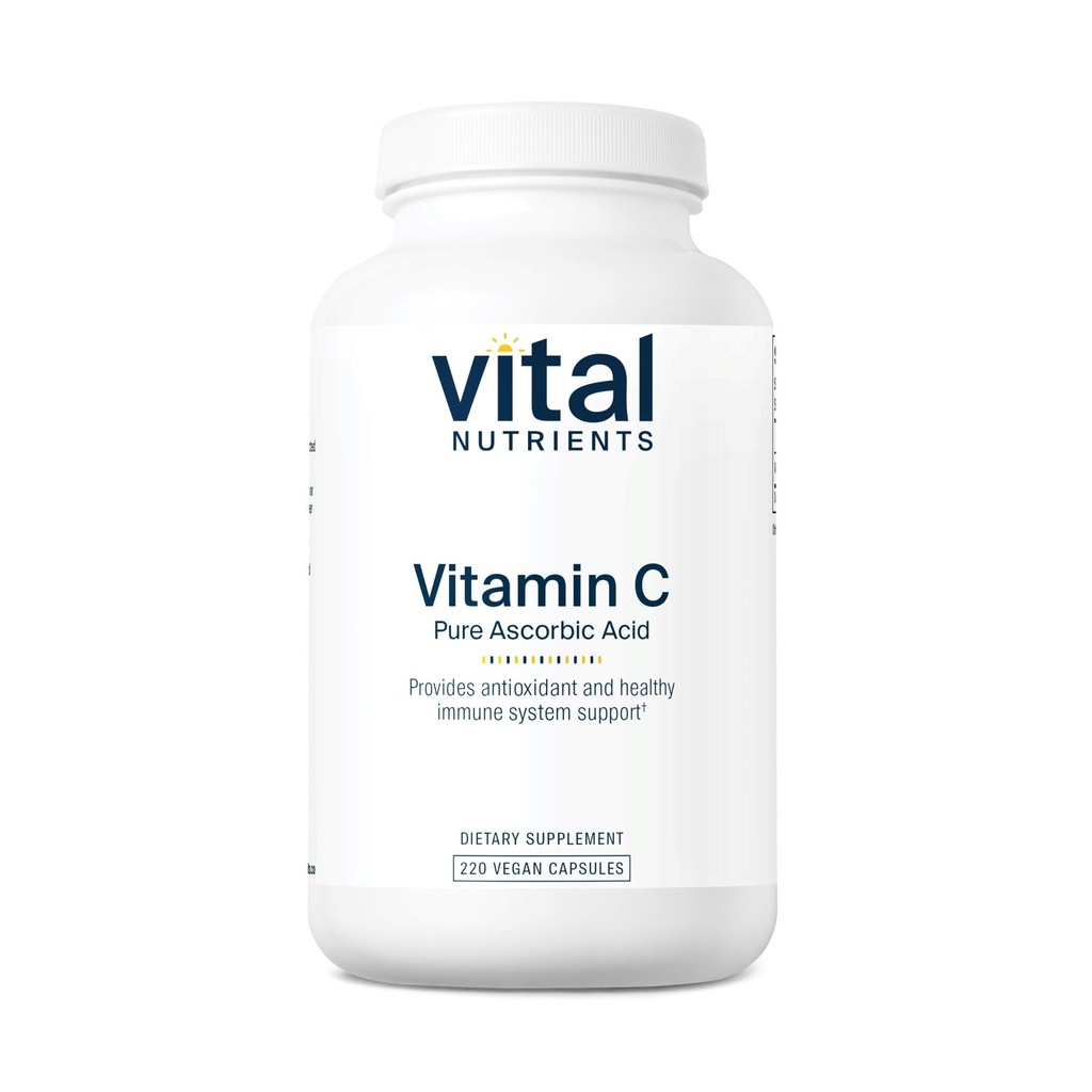 Vital Nutrients Vitamin C 1000mg (100% Pure Ascorbic Acid) - Vegan Antioxidant Supplement for Immune Support and Iron Absorption* - Gluten, Dairy and Soy Free - Non-GMO - 220 Capsules