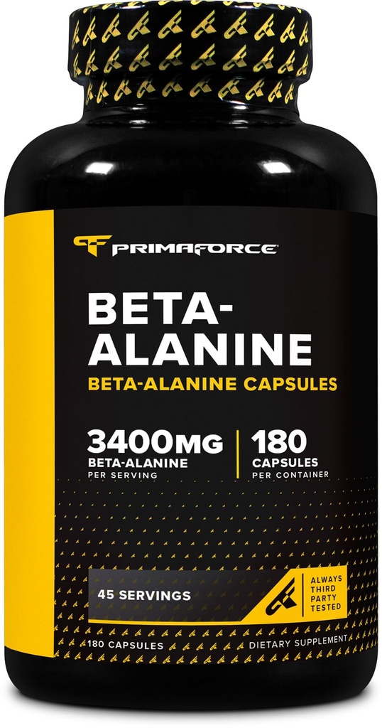 Primaforce Beta Alanine Capsules 3,400mg, 180 Capsules (45 Servings) - Potent Beta-Alanine Supplement