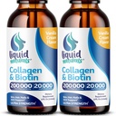液体コラーゲンとビオチン、2 Fl。 Oz、女性のための超強度コラーゲンサプリメント、毛の成長の女性、爪、および皮膚ビタミンB7コラージュノペプチドのためのケトフレンドリービオチン - バニラ風味 - 2パック
