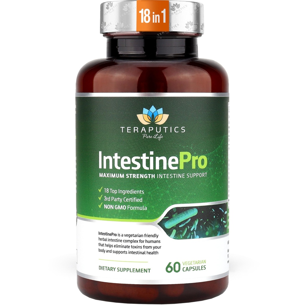IntestinePro - 非GMOワームウッド、ブラックウォールナット、クローブ、カボチャシード+ 14のグット健康サプリメント - 人のための自然なサポート - 60ベジタリアンカプセル