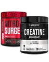 Jacked Factory NITROSURGE Shred Pre Workout Supplement (Watermelon, 30 Servings) & Creatine Monohydrate Powder (Unflavored, 30 Servings)