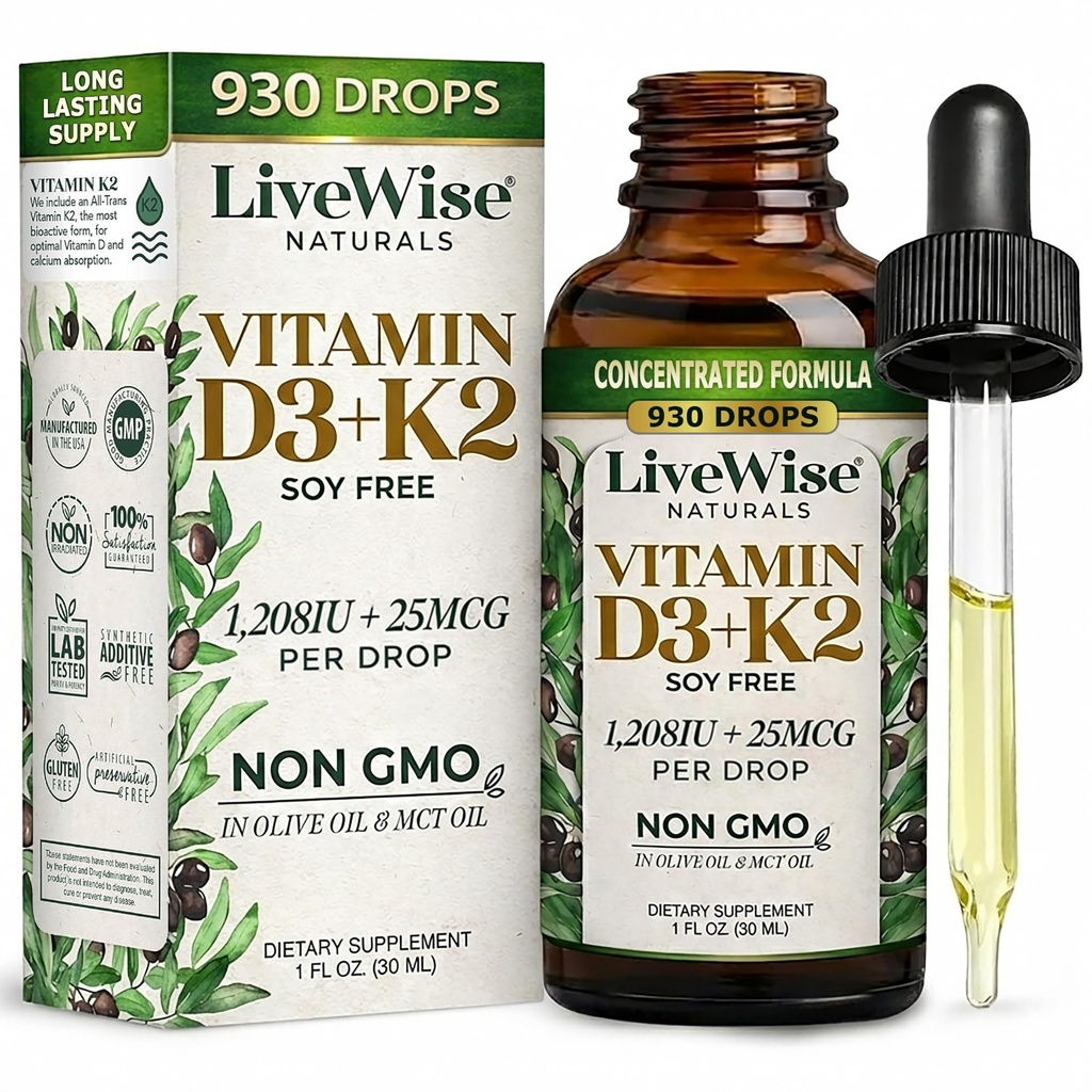 K2の液体の低下、すべての自然な、非GMO、1208iu D3および25mcg K2 (mk7)のビタミンD3は、Peppermintオイルの有無にかかわらずあなたのボン、免疫システムおよびエネルギー レベルを、支えます