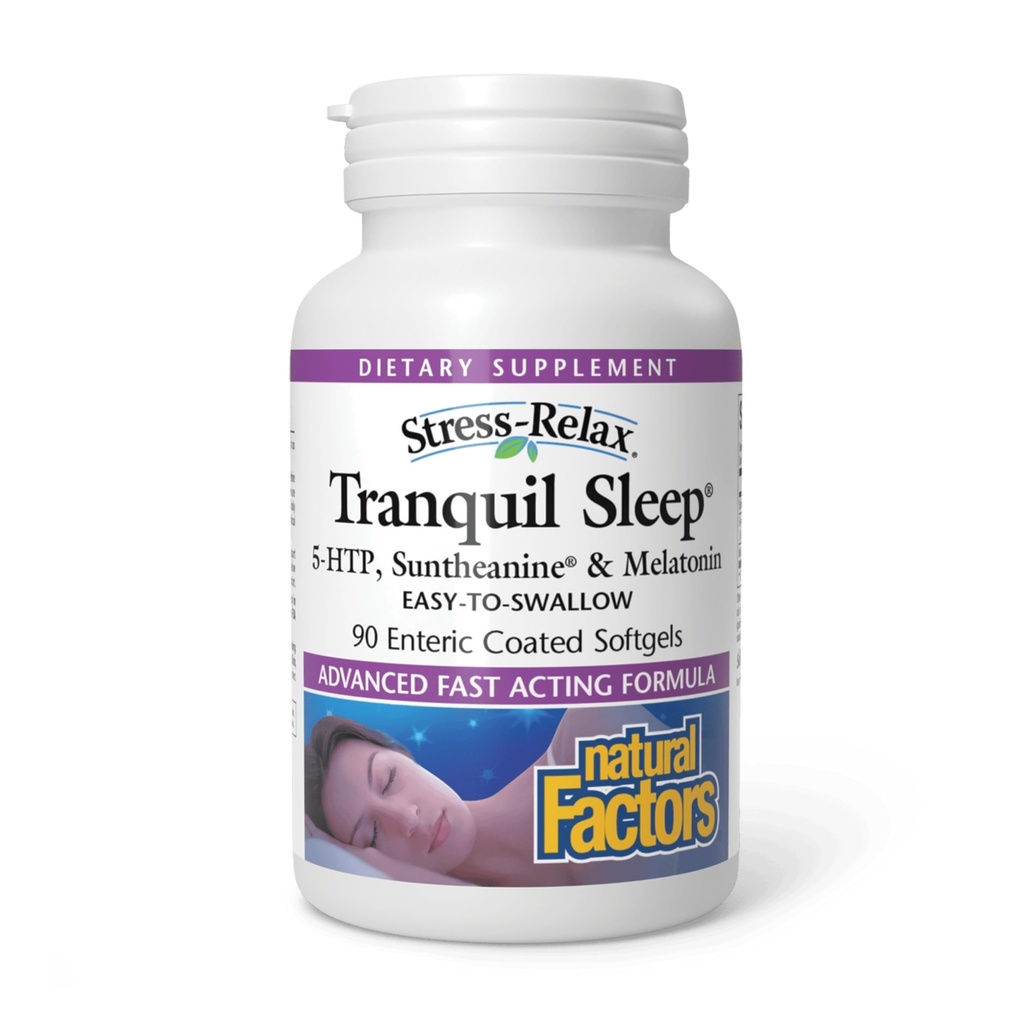 自然な要因によるストレス-Relax Tranquil睡眠, サンテアニンL-テアニンと睡眠補助金, 5-HTP, メラトニン, 90 ソフトゲル
