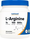 Nutricost L-Arginineパウダー500グラム(1.1lbs) - 純粋なL-Arginineパウダー - サービングあたり5000mg。 100サービング
