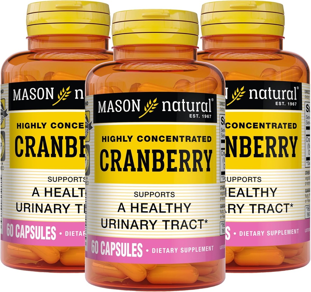 MASON NATURAL Cranberry 高濃度900mg、3ヶ月の供給、抗酸化剤&免疫健康、健康的な尿路をサポート、3パック