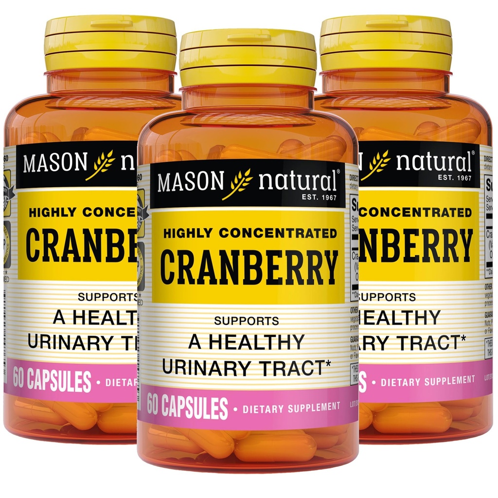 MASON NATURAL Cranberry 高濃度900mg、3ヶ月の供給、抗酸化剤&免疫健康、健康的な尿路をサポート、3パック