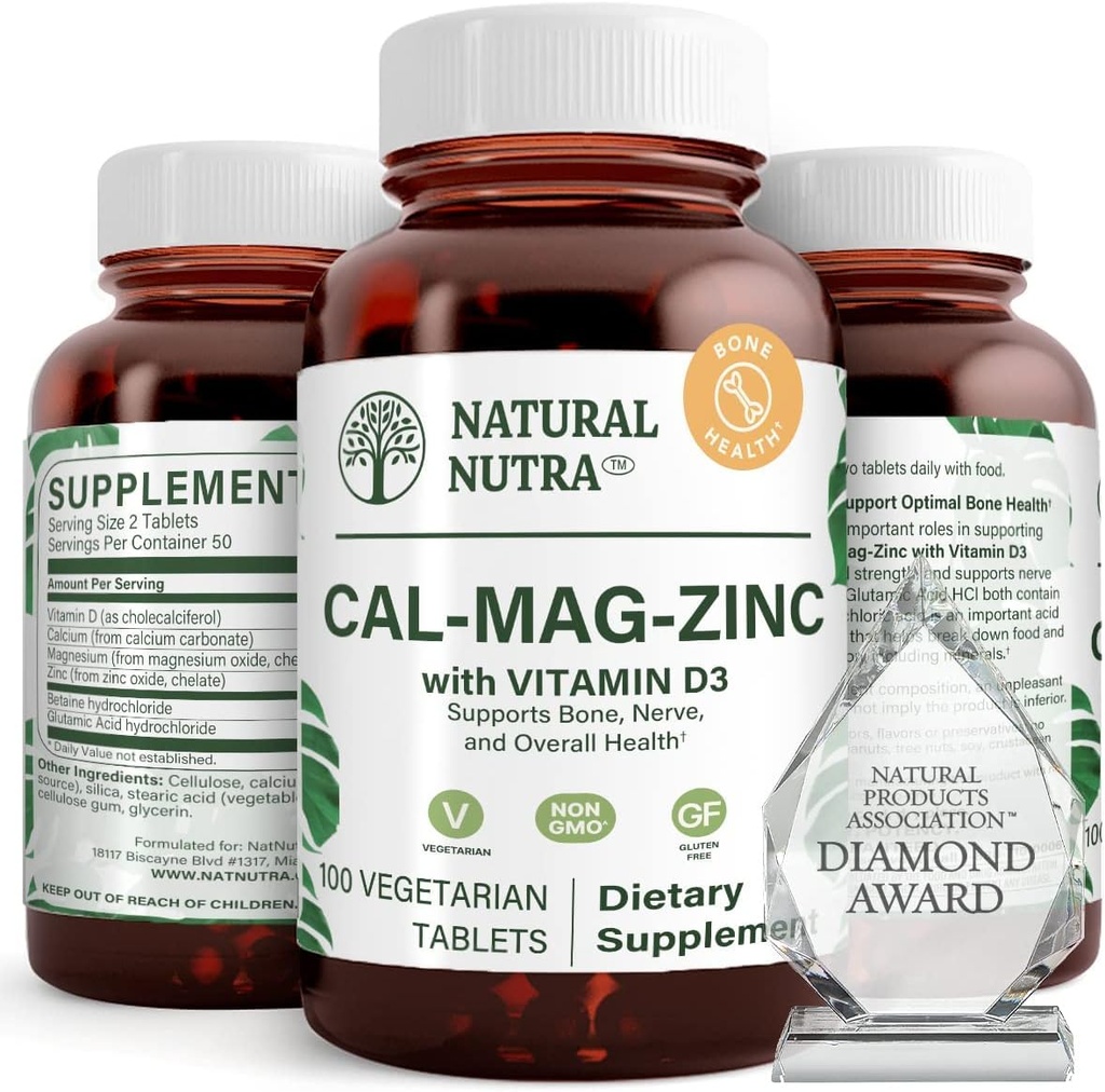 骨の強さのためのビタミンD3と自然なNutraカルシウム マグネシウム亜鉛(カルマグ亜鉛)の補足、助けはDigestion、健康グルテンフリーおよび砂糖を、必須のミネラル複合体(100の計算)改善します