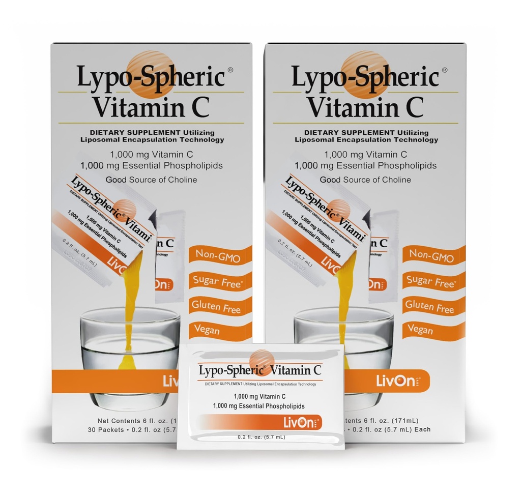 LivOnの実験室のLypo-SphericのビタミンC - 1000のmgのビタミンC及び1000のmgのパックごとのエッセンシャルPhospholipids–改善された吸収のためのLiposomeのカプセル封入–非GMO (2のカートン、60のパケット)
