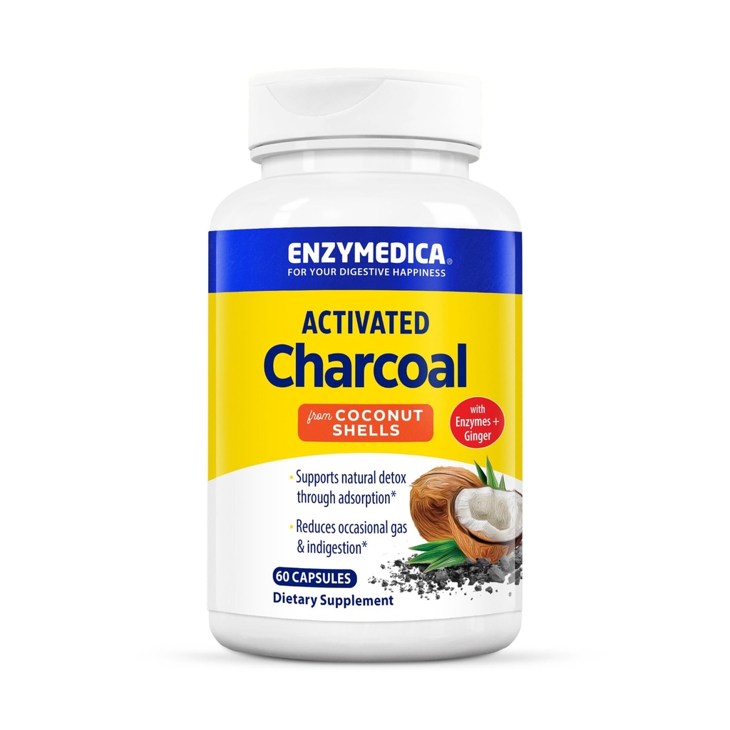 Enzymedica、活動化させた木炭は、Occasionalのガス、膨脹及び消化器、サポート自然なDetox、60の計算を減らします