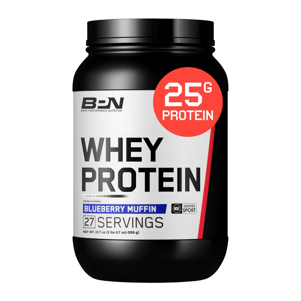 BARE PERFORMANCE NUTRITION, BPN Whey Protein + Casein Protein Powder Blend, Blueberry Muffin, 25g Protein perサービングサポート リーンマッスルリカバリ, 27 サービング, サードパーティテスト