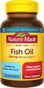 Nature Made Burp Less Fish Oil Omega 3 サプリメント, 1200 mg Softgels, EPA DHA Omega 3 健康的な心サポートのための魚油サプリメント, 60 Softgels, 30 日の供給