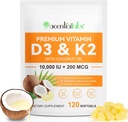 ビタミンD3 K2の補足のSoftgels、10000 の IU VIT D3 + 200 MCG K2 (MK-7)   ココナッツ油との2-in-1 Replenishの方式、カルシウム吸収、Swallow 120のカプセルへの容易なサポート。