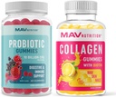 MAV NUTRITION レディースとプロバイオティックグミーのコラージュグミー | バイオチン、ビタミンC、および5つのビリオンCFUによるヘアケア、スキン、ネイル、およびガットヘルスサポート | 60 ガミーそれぞれ