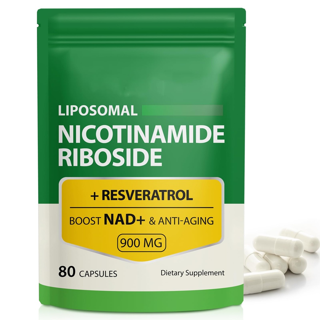 NADの補足、900mg - LiposomalのニコチンアミドのRiboside NAD+ Resveratrol サポート 筋肉、頭脳、細胞エネルギー - 男性と女性のためのNMNの補足の代わり、80のカプセル(1のパッケージ)