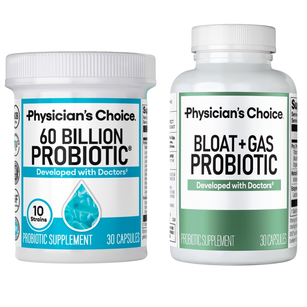 フィジシャンのチョコレート&ガスプロバイオティクス30ct + 60 Billion Probiotic 30ct - 消化器用ウェルネスバンドル