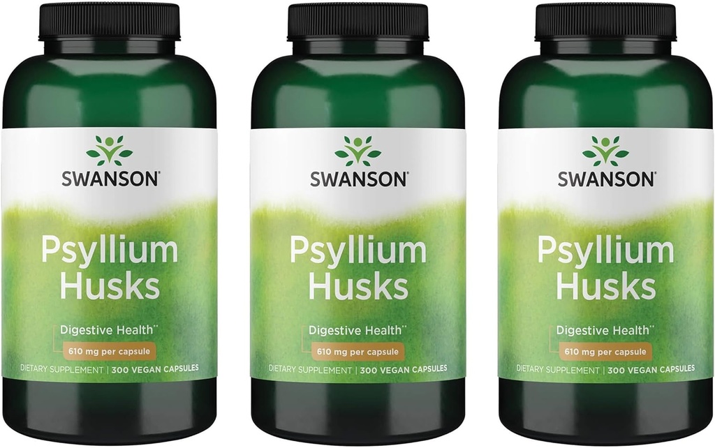 SwansonのPsylliumのハスクの食事療法繊維の補足610のmg 300のカプセル- (3のパック)