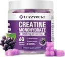 男性と女性のためのクレアチンモノハイドレートグミー5000mg、Gomitas de Creatina Creatine Monohydrate 5g、Creatina Monohidratada Gummy for Muscle Builder、エネルギーブースト、プレワークアウトサプリメント、60カウント、グレープ