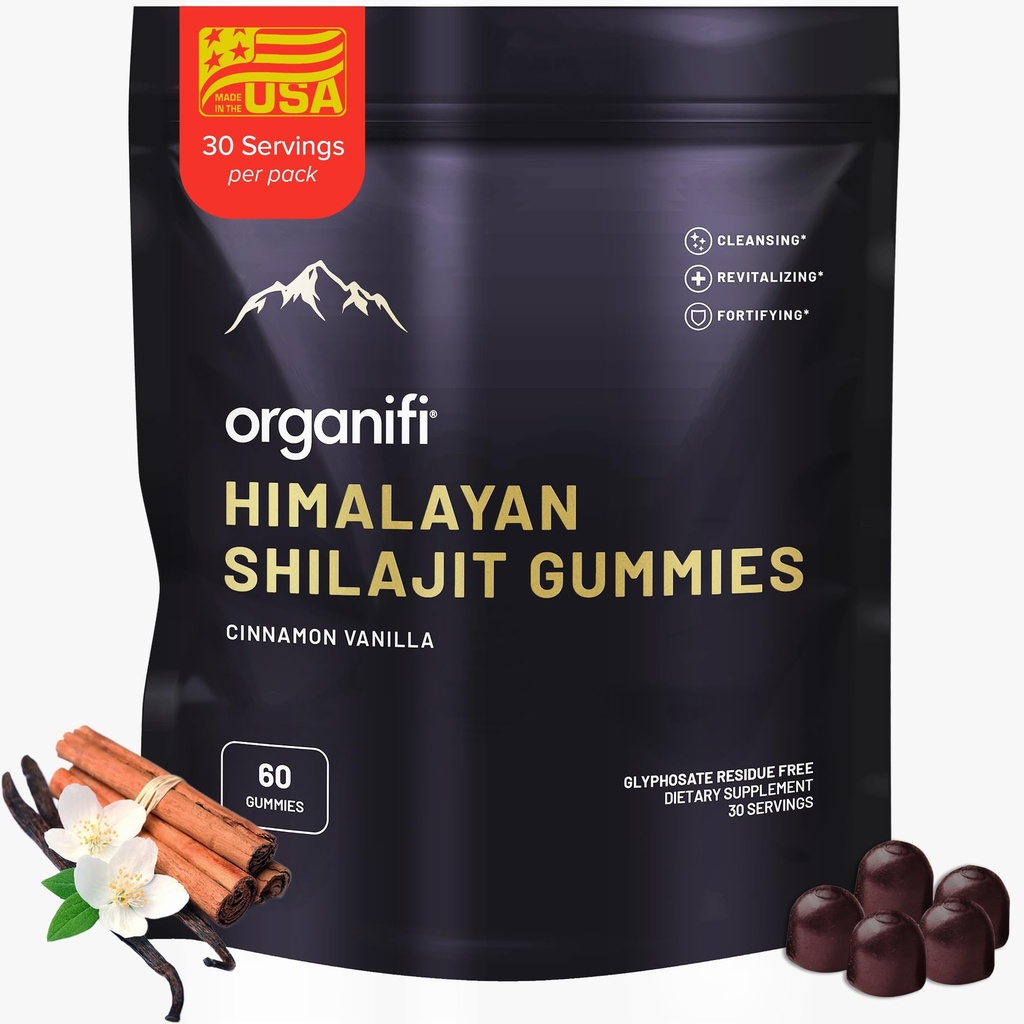 Organifi Shilajit Gummies - PrimaVie Shilajit、40プラストレースミネラルと男性と女性のためのHimalayan Shilajit、およびもっと - ホルモンバランサー、細胞エネルギーをブーストし、疲労を打ちます、そして60カウント
