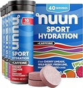 Nuun Sport Electrolyte Tablets with Caffeine from Green Tea Extract, Magnesium, Calcium, Potassium, Chloride & Sodium, Gluten Free & Vegan, Mixed Flavors, 4 Pack (40 Servings Total)