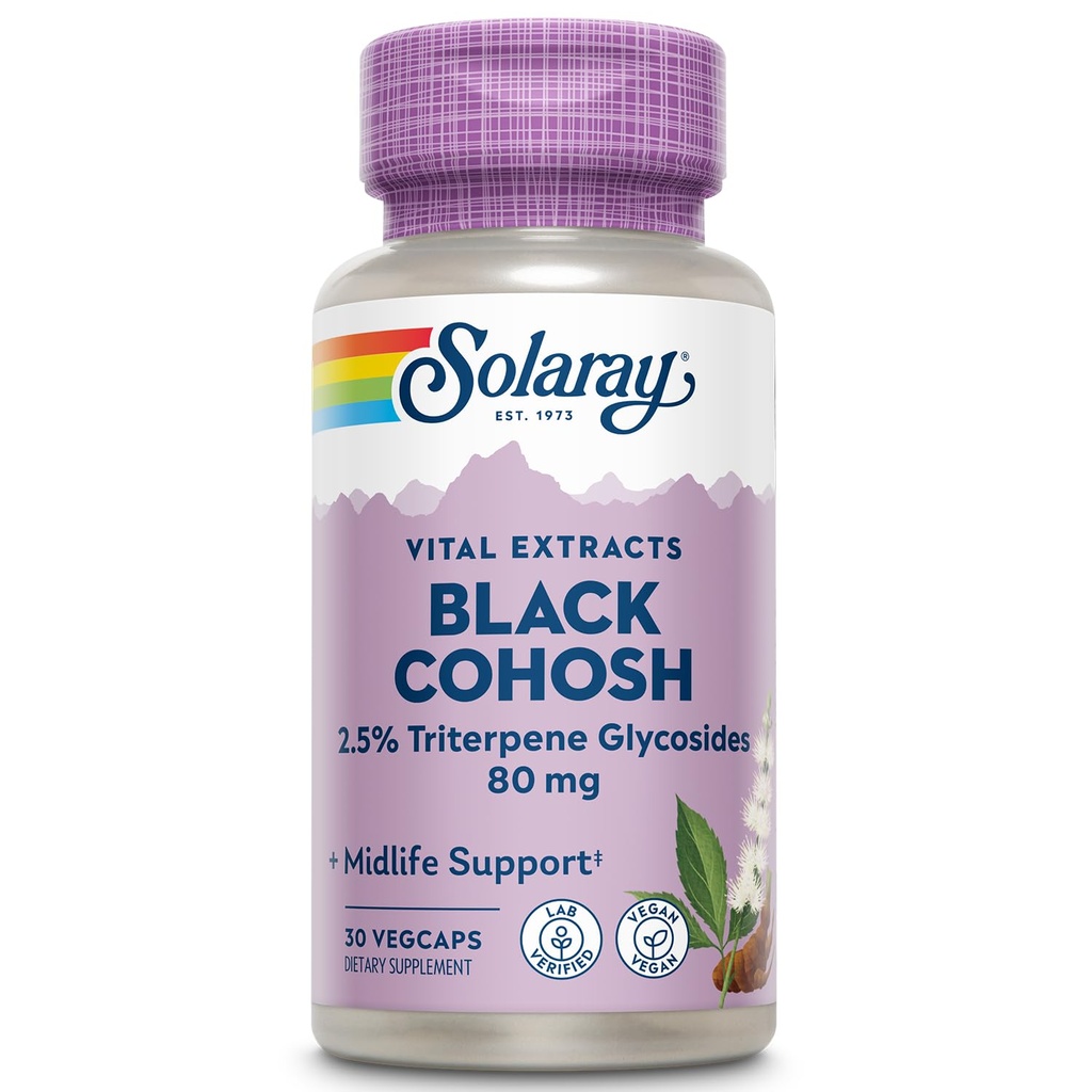 SOLARAY ブラックコホッシュルートエキス 80 mg | 1 日産女性健康 & 更年期サポートサプリメント | Non-GMO, 完全菜食主義者 & ラボ | 30 VegCaps