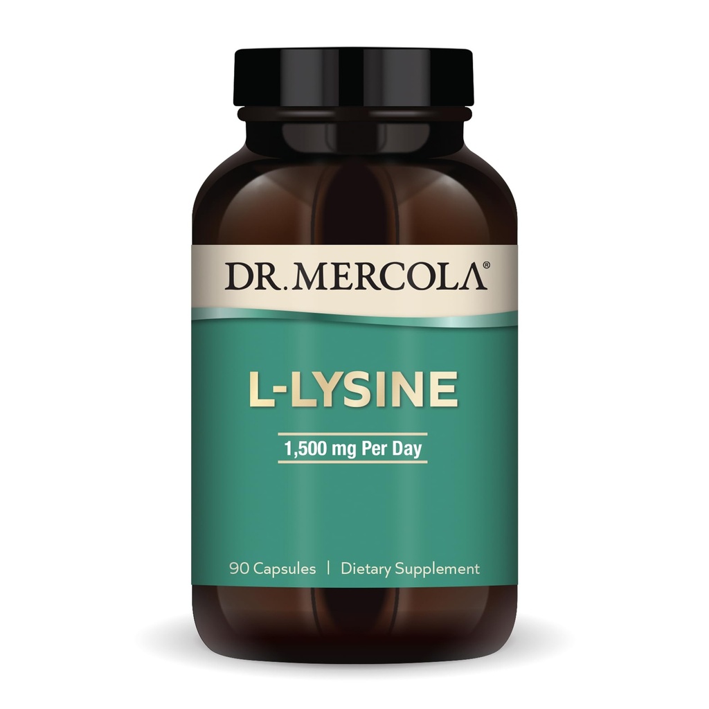 Mercola L-Lysine博士、90カプセル1500 mg L-Lysine、非GMO、グルテンフリー、大豆無料