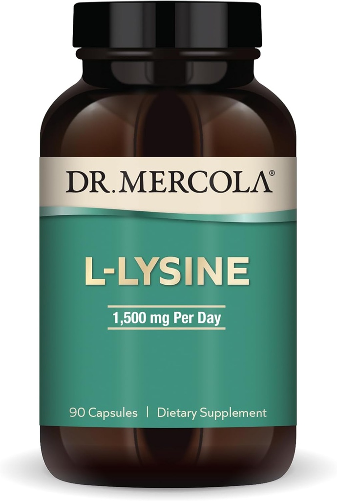 Mercola L-Lysine博士、90カプセル1500 mg L-Lysine、非GMO、グルテンフリー、大豆無料