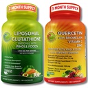 Bromelain、亜鉛、ビタミンCとリポソームグルタチオン500mg&ケルセチン - 抗酸化剤&免疫サポートは、有機食品ブレンドとバンドル - ビーガン、非GMO呼吸健康フォーミュラ