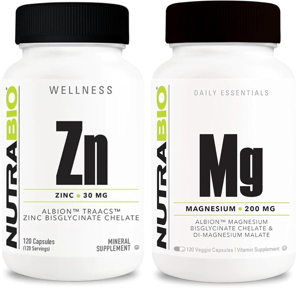 NutraBio亜鉛キレートと反応マグネシウムサプリメントバンドル - ビタミンサプリメントバンドルは、免疫システムと骨の健康をサポートするのに役立ちます