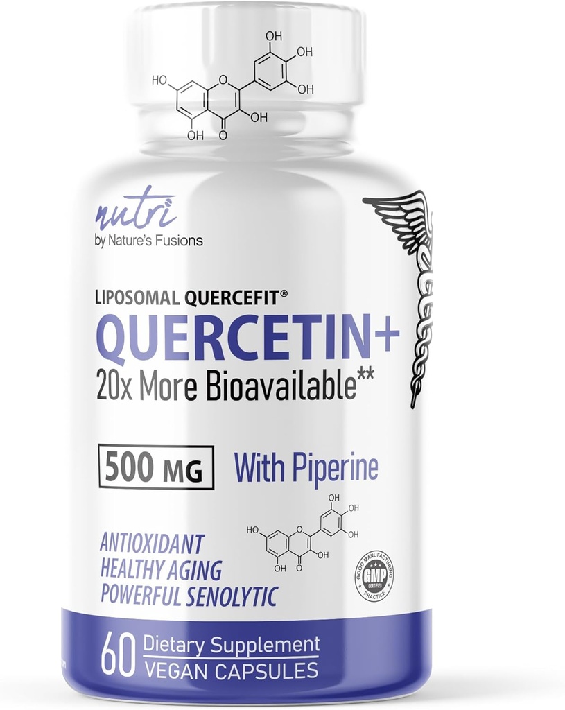 Nature's Fusions Nutri Liposomal Quercetin Phytosome with Piperine - 特許取得済みの20x BioavailableよりもQuercetinサプリメント - 免疫/心臓の健康をサポート - 60 Quercetin 500mgカプセル