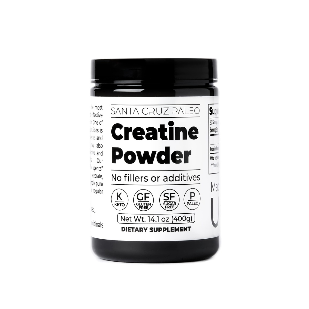 サンタ・クルス・パレオ、クレアチンの Monohydrate の粉の Micronized の非風味付けされた前ワークアウトおよび筋肉サポート補足、グルテンフリーの Keto の組合せ水かシェイクス、注入口か添加物、80 のサービング、400g