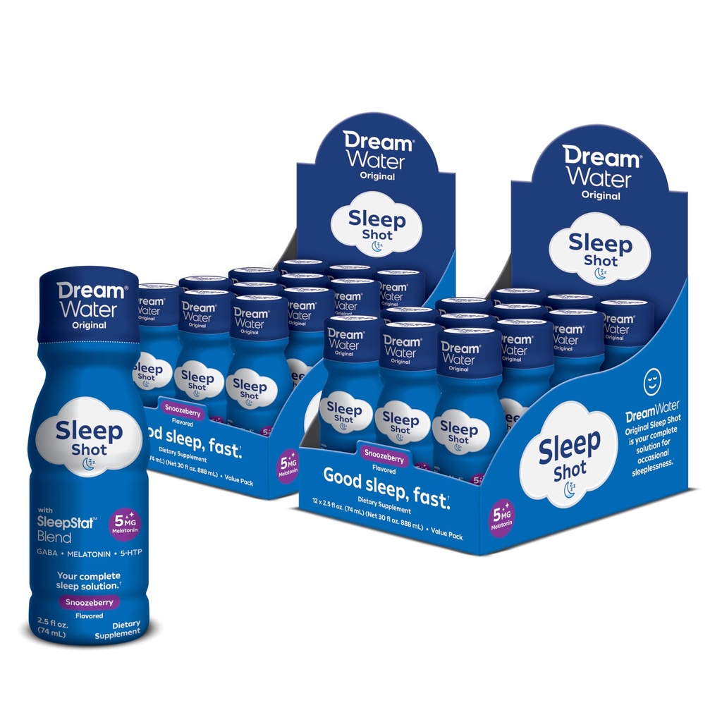 夢の水自然な睡眠の援助、GABA、MelatonIN、5-HTP、2.5oz ショット、スヌーズベリー、24カウント経済価値パック
