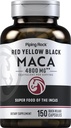 パイピングロックマカルートカプセル | 4800mg | 150 パウダーピル | 男女別 | レッド・イエロー・ブラック | 非GMO・グルテンフリーサプリメント