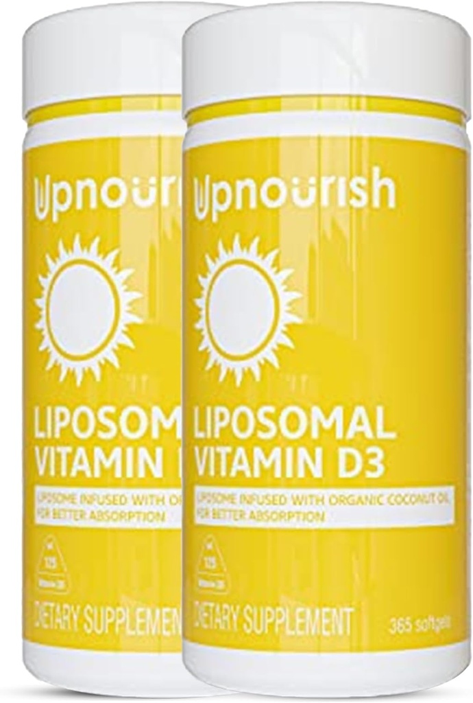 UpNourish 2のパック-自然なココナッツ オイル、VIT D3の補足が付いているLiposomalのビタミンD 5000 IU 730のsoftgels、CholecalciferolのビタミンD3