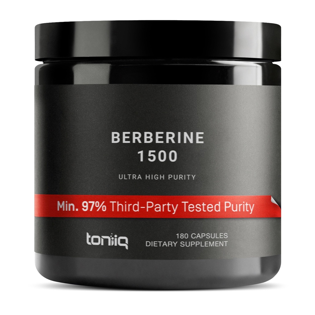 Toniiq Berberine HCl — 100:1 濃縮エキス • 97% Berberine HCl • サードパーティ製のテスト済み cGMP — Berberine サプリメント — 180 ベジタリアンカプセル、1 食当たり 1500 mg