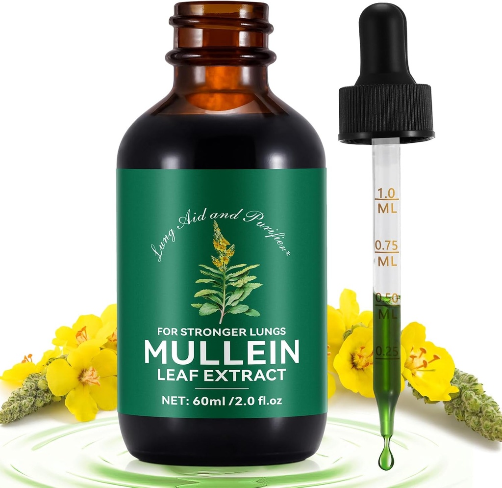 肺のためのMulleinの低下2 Fl Oz、自然なMulleinの葉の低下、速い吸収の液体のMulleinのエキスの補足、肺の清潔、1か月の供給