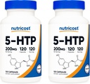 Nutricost 5-HTP 200mg、120 ベジタリアンカプセル(5-Hydroxytryptophan) - 非GMO&グルテンフリー(2本入)
